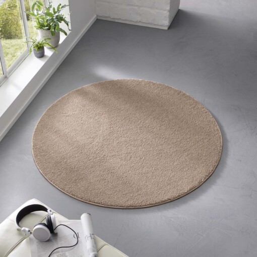 Teppich Rund Kurzflor Qualis - Taupe - sfeer