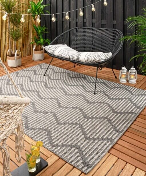 Outdoor Teppich Waves - Grau/Creme - sfeer