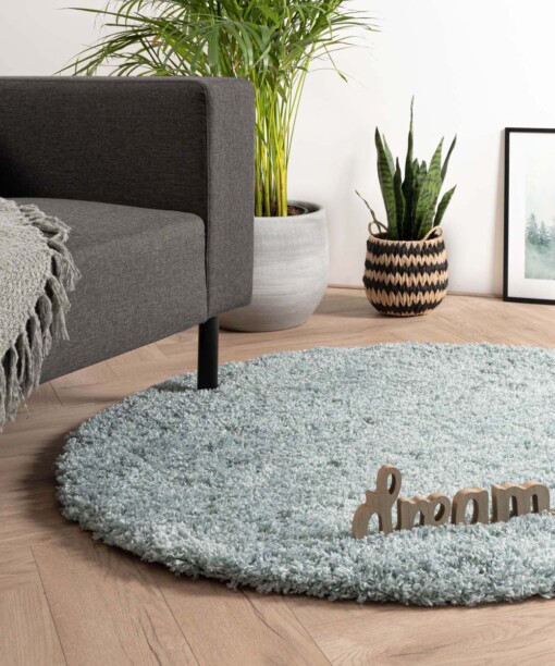 Hochflor Teppich Rund - Cozy Shaggy - Hellblau - sfeer