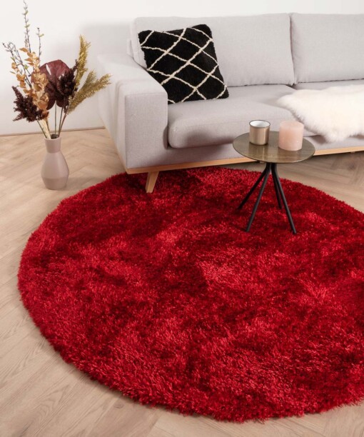 Hochflor Teppich Rund Posh - Rot - sfeer