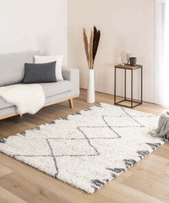 Hochflor Teppich Berber Artisan - Weiß/Grau - sfeer