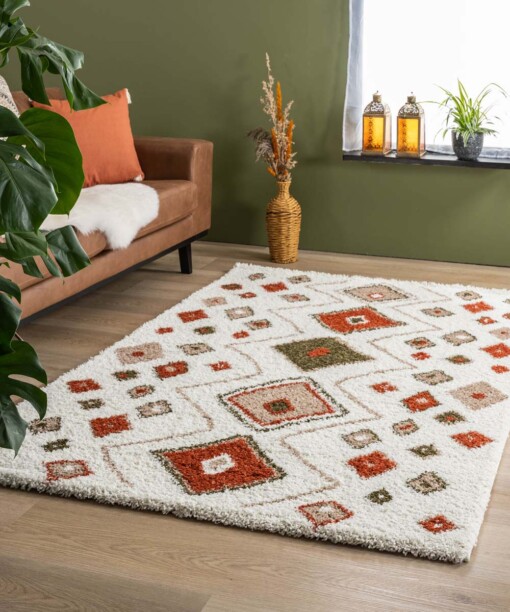 Boho Teppich Hochflor Artisan - Weiß/Bunt - sfeer