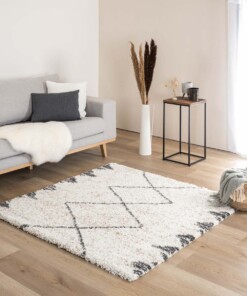 Hochflor Teppich Quadratisch Berber Artisan - Weiß/Grau - sfeer, thumbnail