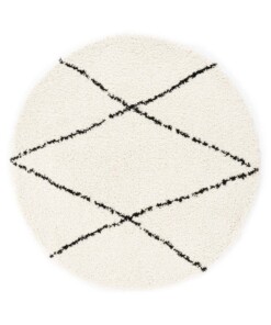 Hochflor Teppich Rund Berber Artisan - Weiß/Schwarz - overzicht