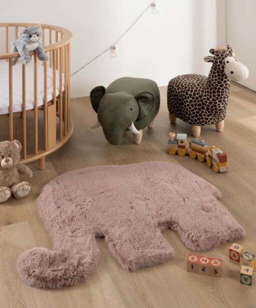 Flauschiger Kinderteppich Elefant - Fluffy Rosa - sfeer