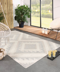 Teppich Verano Tapeso Geometrische Grau/Weiß Outdoor - Muster |