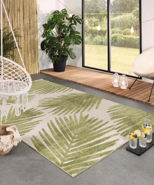 Outdoor Teppich Blätter - Verano Beige/Grün - sfeer