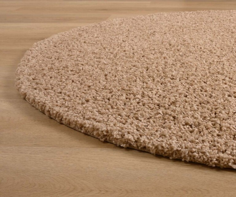 Oval Teppich Hochflor Shaggy Trend Beige Tapeso