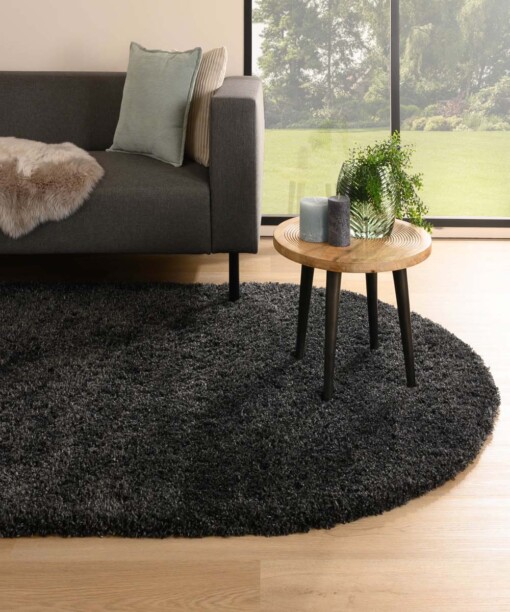 Teppich Oval Hochflor - Cozy Shaggy Anthrazit - sfeer