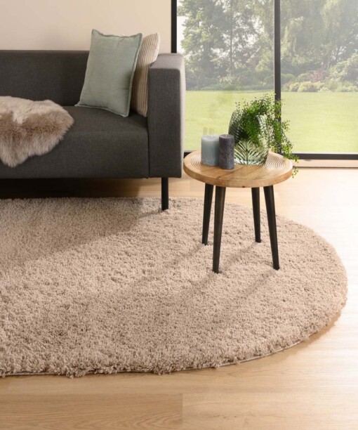 Teppich Oval Hochflor - Cozy Shaggy Beige - sfeer