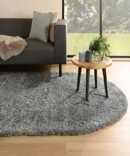 Teppich Oval Hochflor - Cozy Shaggy Grau - sfeer