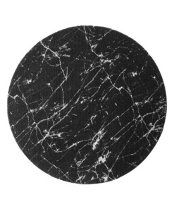 Waschbarer Teppich Rund Marmor Optik - Chloé Schwarz/Weiß - overzicht boven