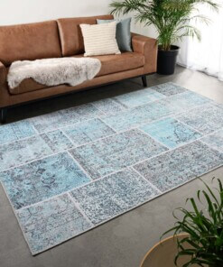 Patchwork Teppich - Fade Heritage Grau/Turquoise - sfeer