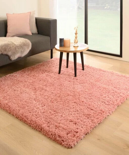 Teppich Quadratisch Hochflor - Cozy Shaggy Rosa