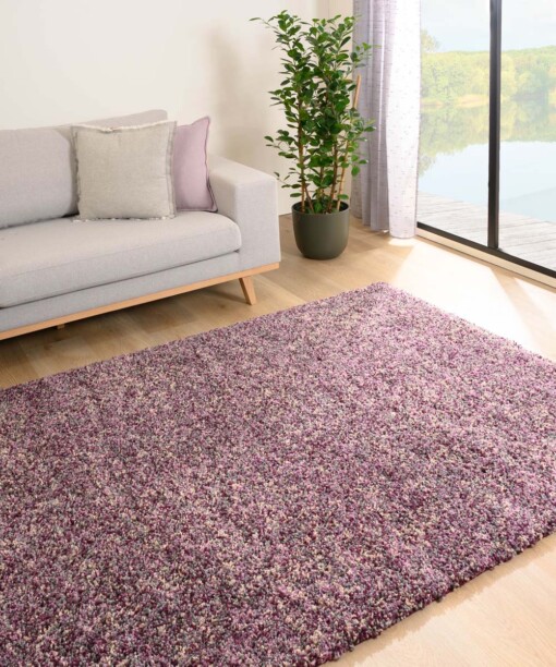 Hochflor Teppich Meliert - Blend Lila/Grau