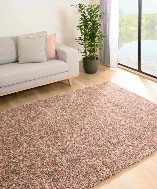 Hochflor Teppich Meliert - Blend Rosa/Beige