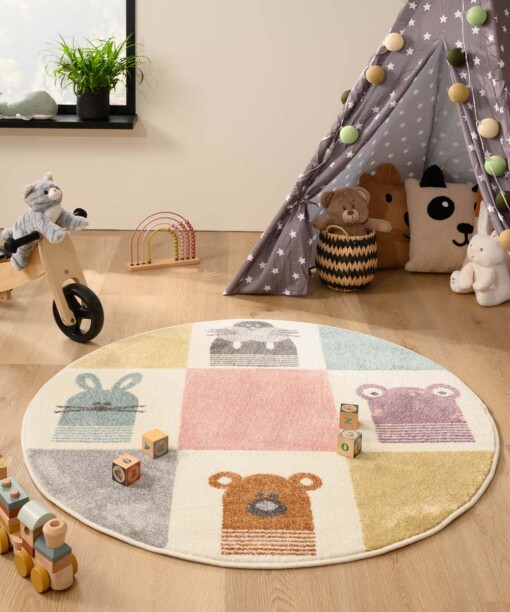 Teppich Babyzimmer Rund Kariert - Dreams Bunt