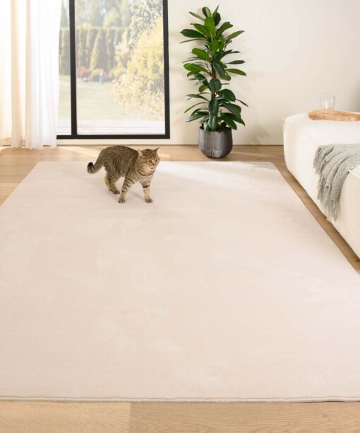 Flauschiger Teppich Kurzflor - Plush Creme