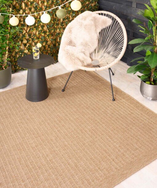 Outdoor Teppich Jute Optik - Boho Stripe Beige