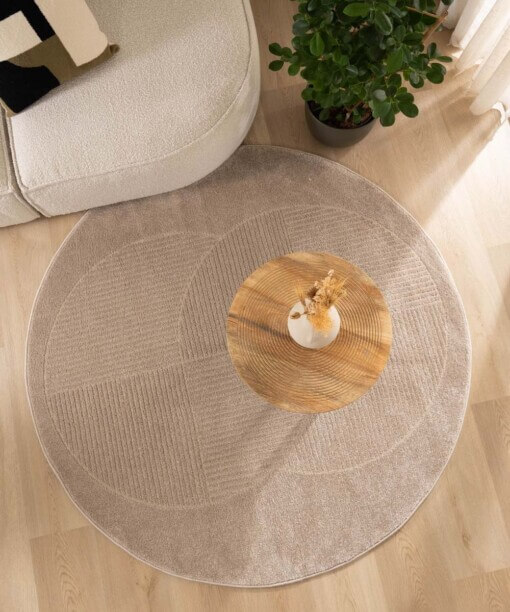 Teppich Rund Skandinavisch - Contour Circle Beige