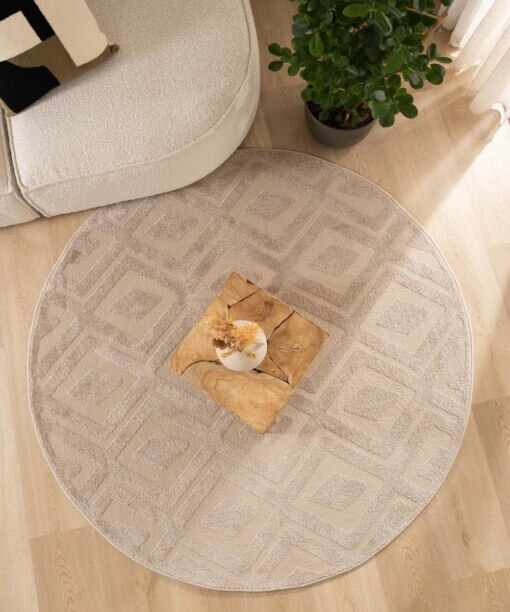 Teppich Rund Skandinavisch - Contour Diamond Beige