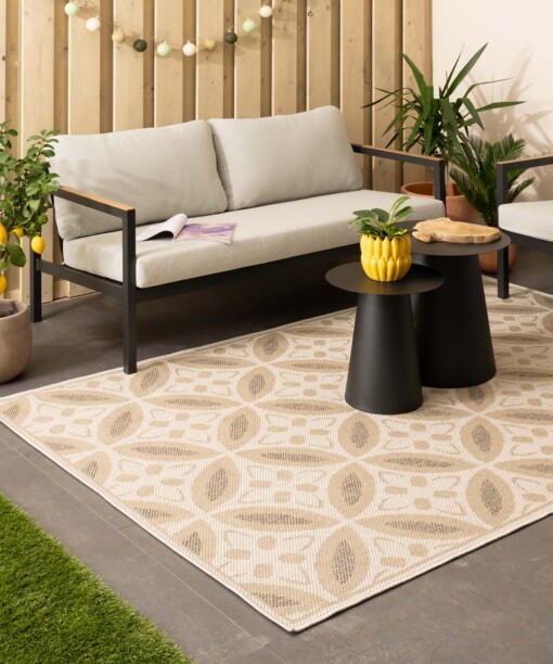 Outdoor Teppich Jute Optik Sunny Circles - Beige - sfeer