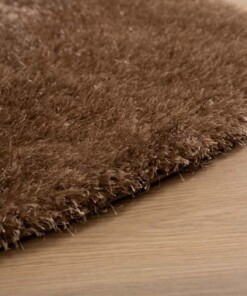 Hochflor Teppich Rund - Posh Velours Braun - close up