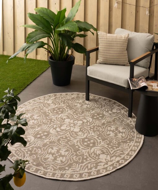 Outdoor Teppich Rund Sunny Oriental - Creme/Beige - sfeer