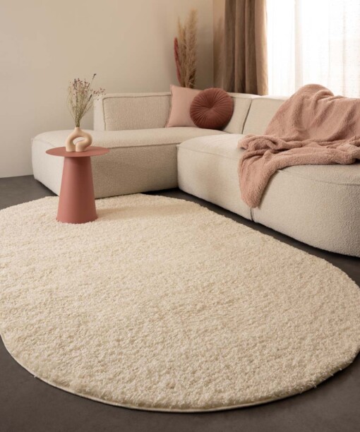 Oval Teppich Hochflor - Shaggy Trend Creme - sfeer