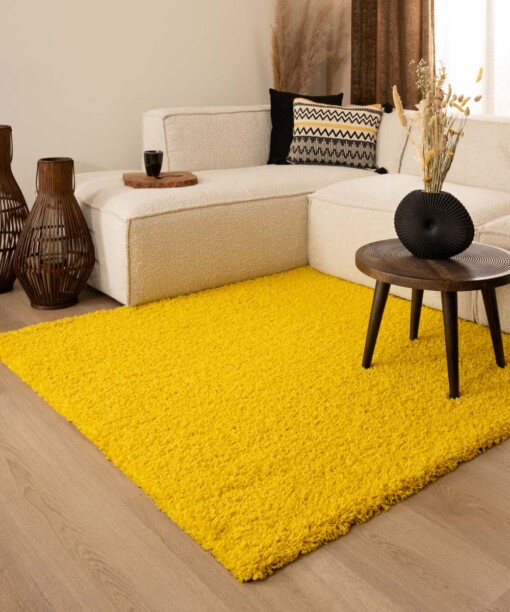 Hochflor Teppich Quadratisch Shaggy Trend - Gelb - sfeer