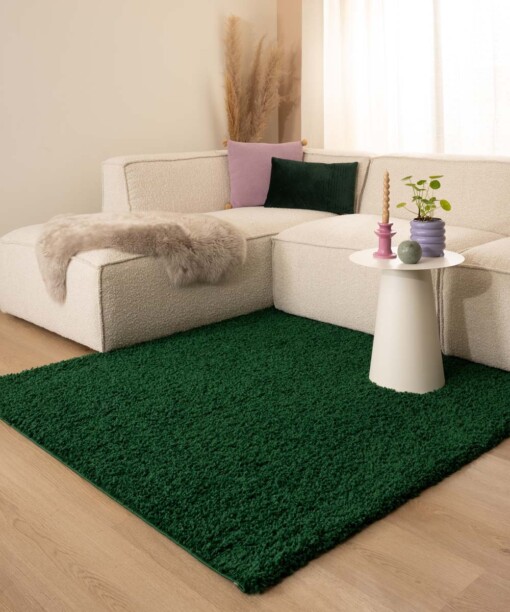 Hochflor Teppich Quadratisch Shaggy Trend - Smaragdgrün - sfeer