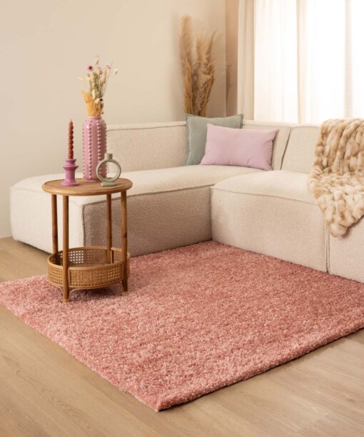 Hochflor Teppich Quadratisch Shaggy Trend - Rosa - sfeer