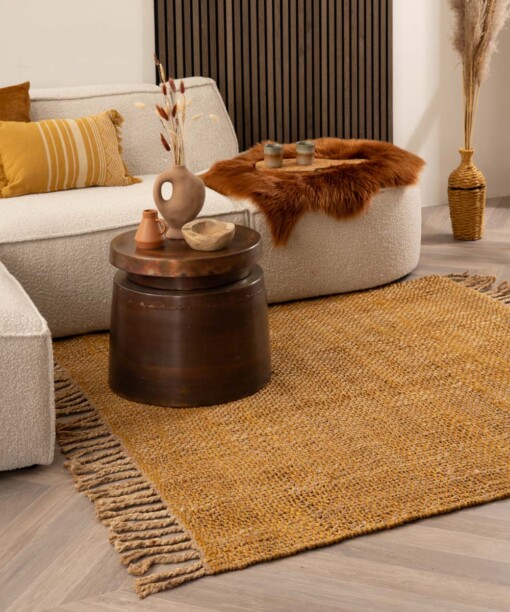 Jute Teppich Quadratisch - Chunky Gold/Natural