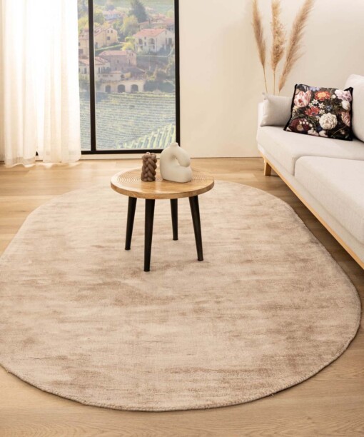 Viskose Teppich Oval - Glamour Beige - sfeer