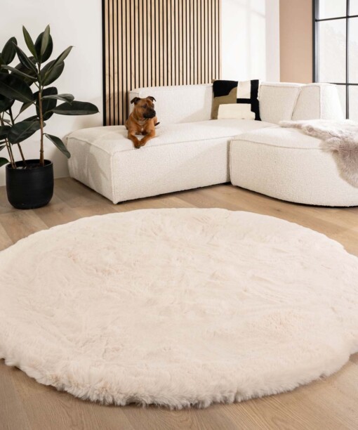 Teppich Rund Flauschig Hochflor - Comfy Deluxe Creme