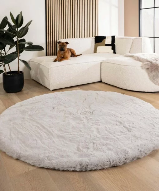 Teppich Rund Flauschig Hochflor - Comfy Deluxe Hellgrau