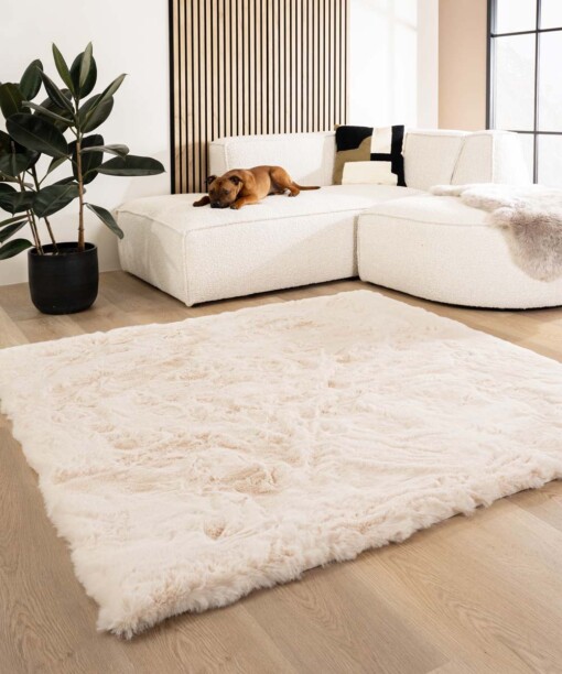 Teppich Quadratisch Flauschig Hochflor - Comfy Deluxe Creme