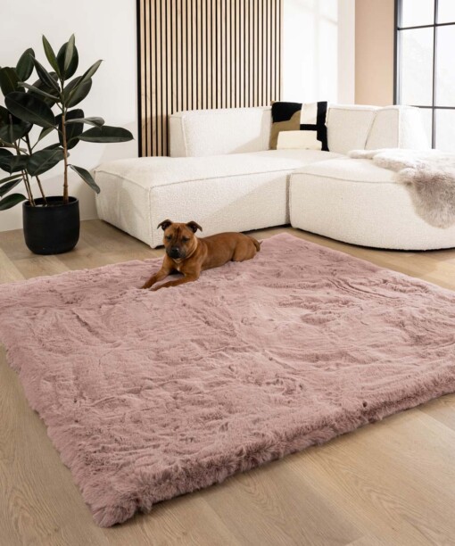 Teppich Quadratisch Flauschig Hochflor - Comfy Deluxe Rosa