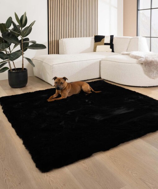 Teppich Quadratisch Flauschig Hochflor - Comfy Deluxe Schwarz