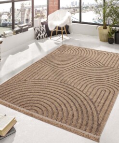 Outdoor Teppich Jute Optik - Waves Beige/Schwarz - sfeer