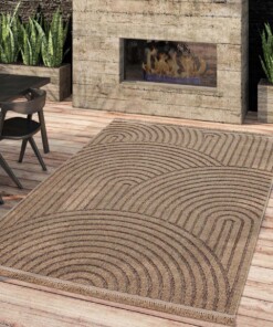 Outdoor Teppich Jute Optik - Waves Beige/Schwarz - sfeer, thumbnail