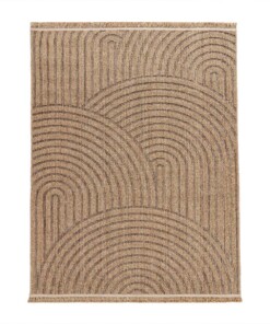 Outdoor Teppich Jute Optik - Waves Beige/Schwarz - overzicht schuin