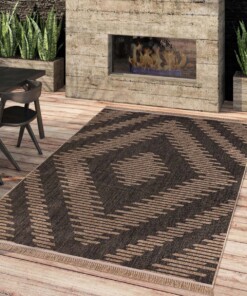 Outdoor Teppich Jute Optik - Karo Beige/Schwarz - sfeer, thumbnail