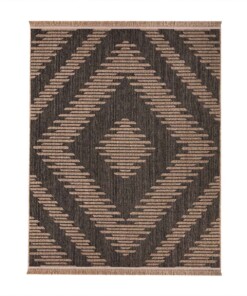 Outdoor Teppich Jute Optik - Karo Beige/Schwarz - overzicht schuin