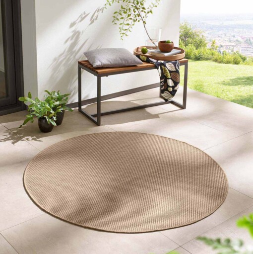 Outdoor Teppich Rund - Elara Beige - sfeer