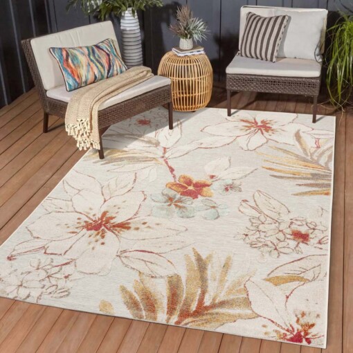 Outdoor Teppich Blumen - Lilly Grau - sfeer