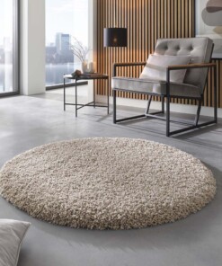 Hochflor Teppich Rund - Shaggy Prime Beige - sfeer, thumbnail