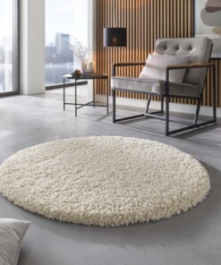 Hochflor Teppich Rund - Shaggy Prime Creme - sfeer