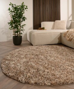 Hochflor Teppich Rund - Blend Beige - sfeer, thumbnail