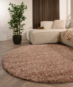 Hochflor Teppich Rund - Blend Rosa/Beige - sfeer, thumbnail